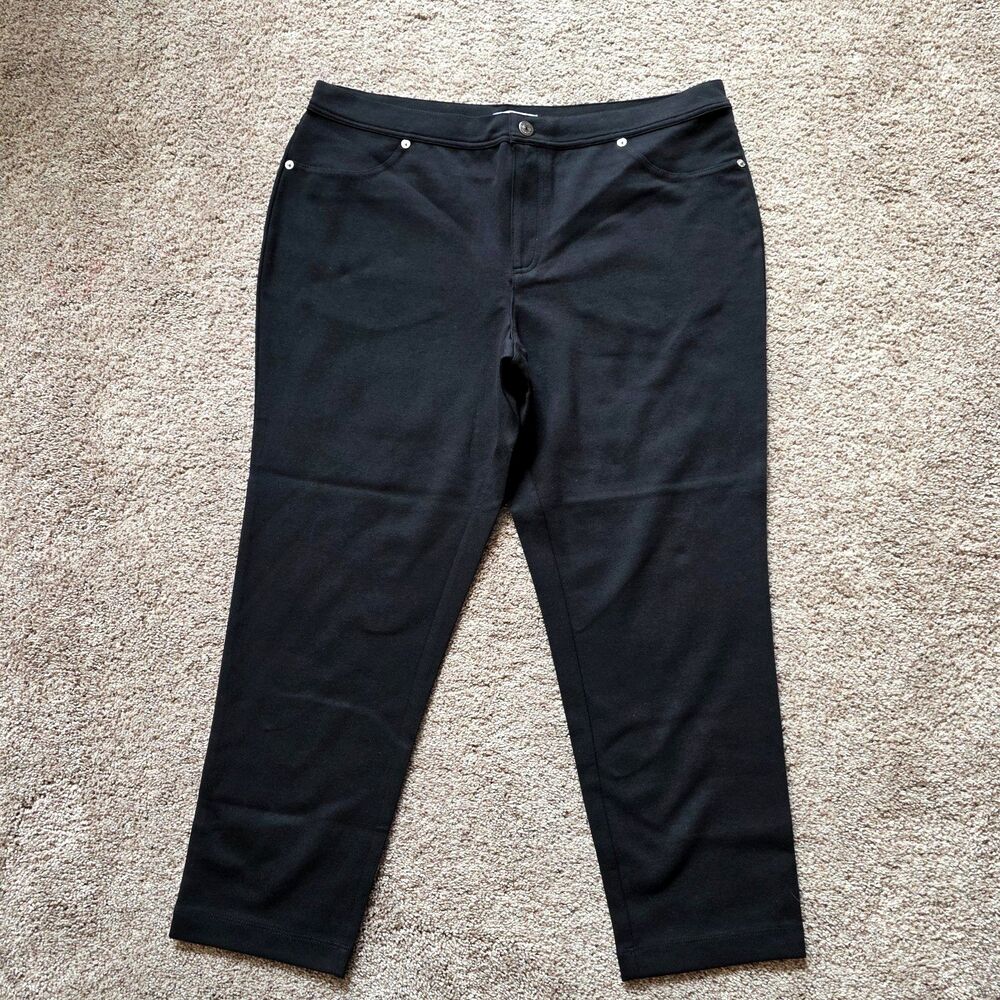 NEW Isaac Mizrahi Live Petite Ponte Knit Ankle Pants 16P Black A255899 NWOT